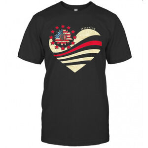Suxxxower Heart American Flag Independence Day T-Shirt